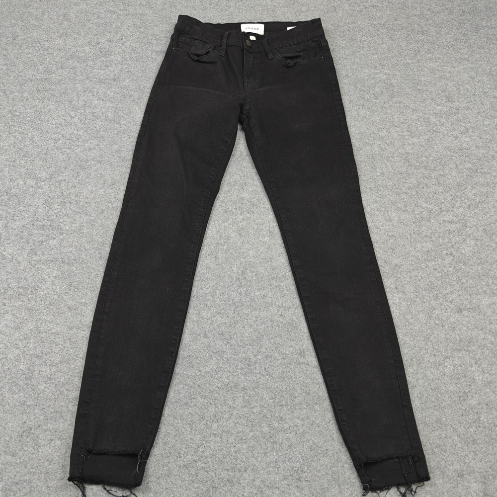Frame Le‎ Skinny De Jeanne Jeans Womens 26 Black Dark Wash Slim Stretch Denim
